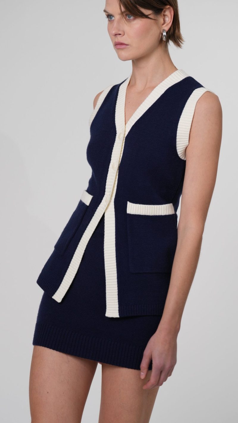 Katie Knit Vest - Navy - Image 2