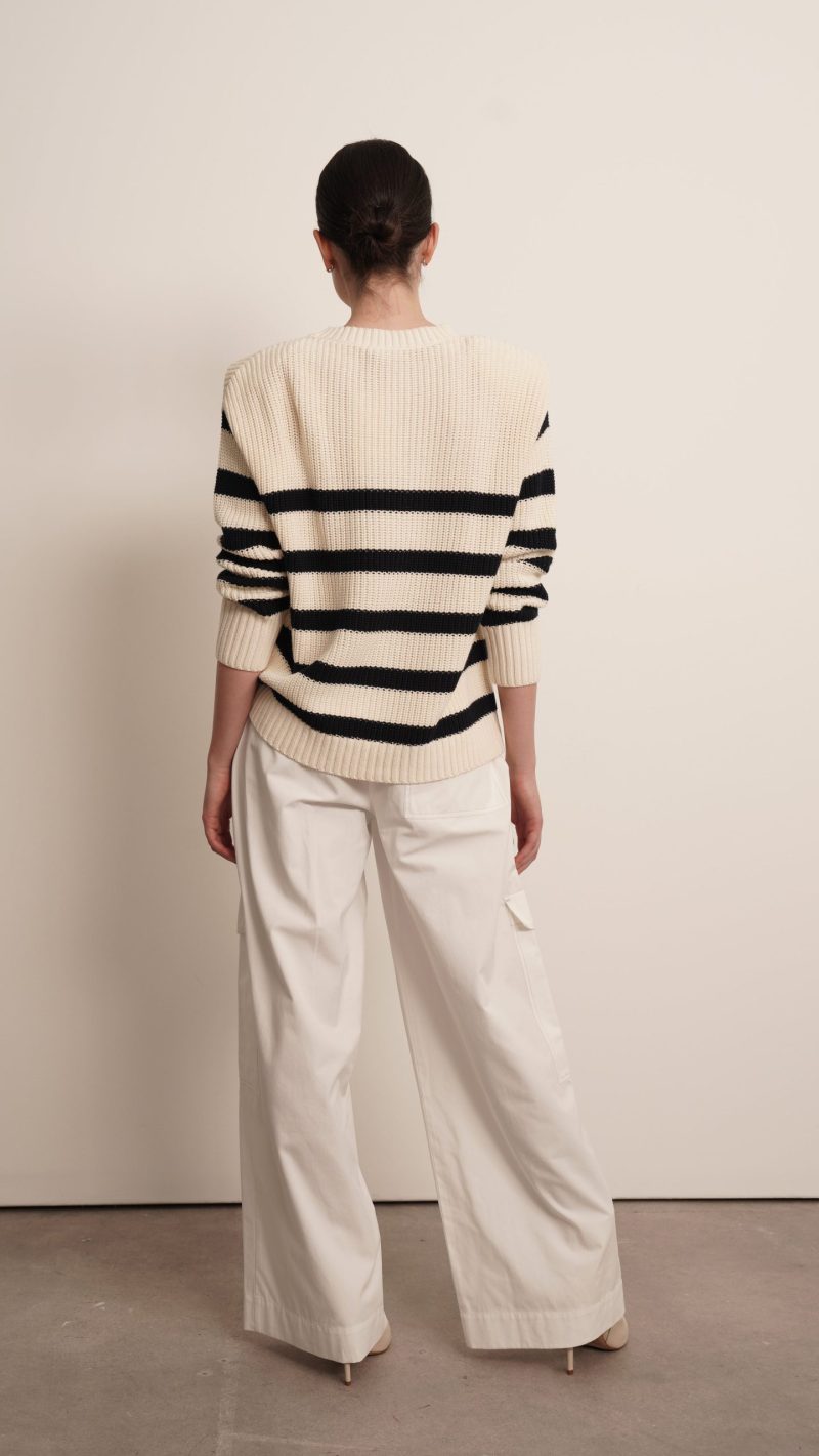 Mia Cotton Sweater - Navy Stripes - Image 3