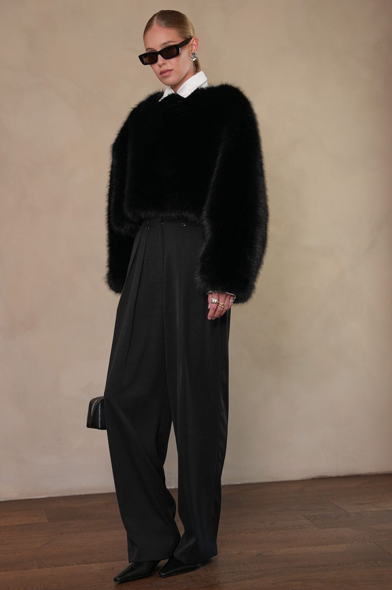 Lucienne Faux Fur Sweater - Black - Image 5