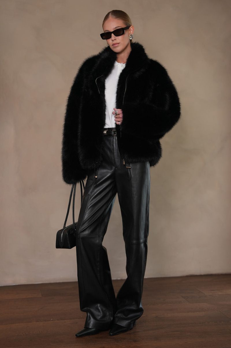 Jacqueline Faux Fur Coat - Black - Image 2