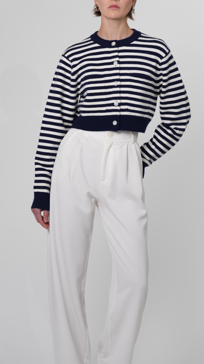 Antonella Crop Cardigan - Stripes - Image 2