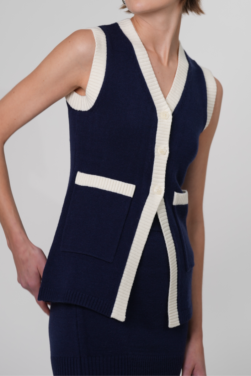 Katie Knit Vest - Navy - Image 3