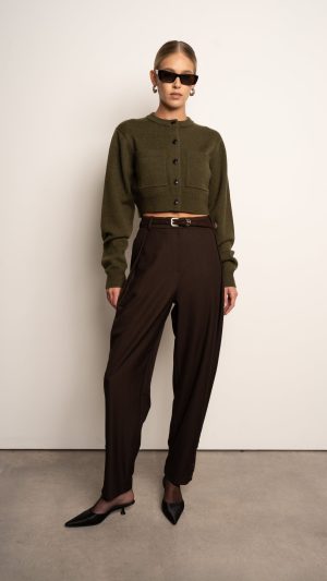 Antonella Crop Cardigan - Forest