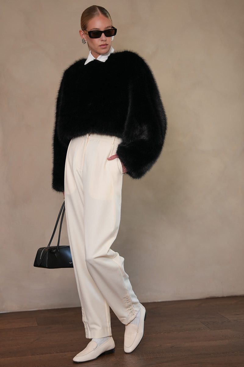 Lucienne Faux Fur Sweater - Black - Image 2