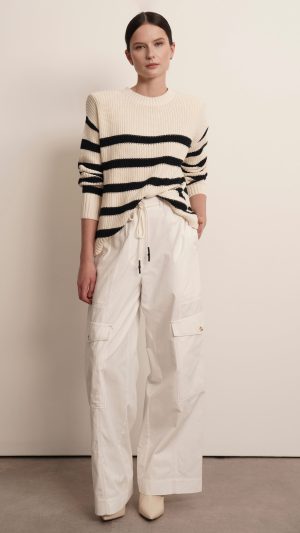 Mia Cotton Sweater - Navy Stripes