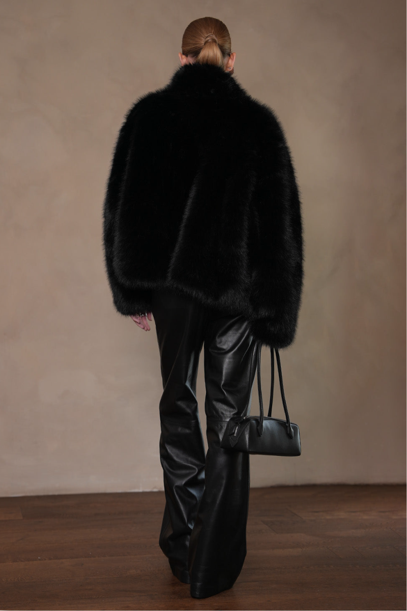 Jacqueline Faux Fur Coat - Black - Image 3