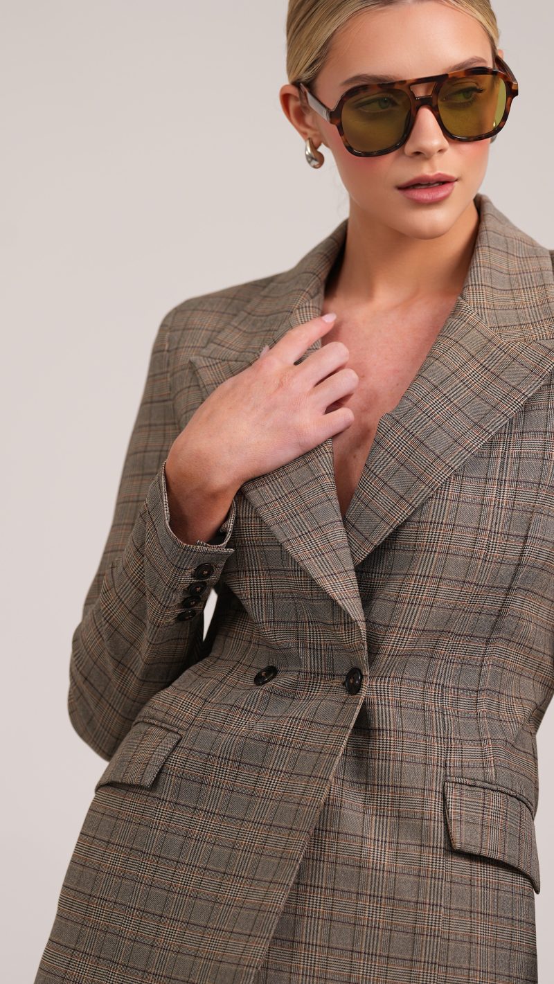 Malene Blazer - Plaid Brown - Image 2