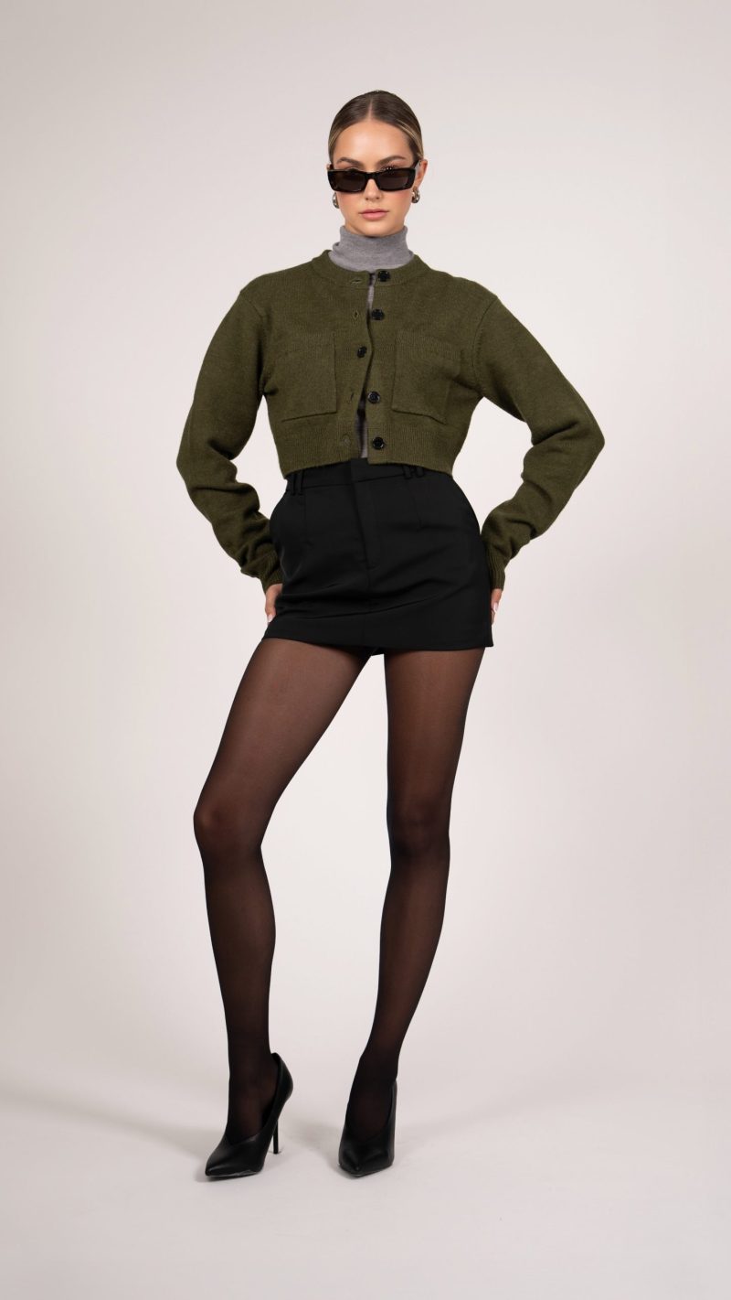 Antonella Crop Cardigan - Forest - Image 2