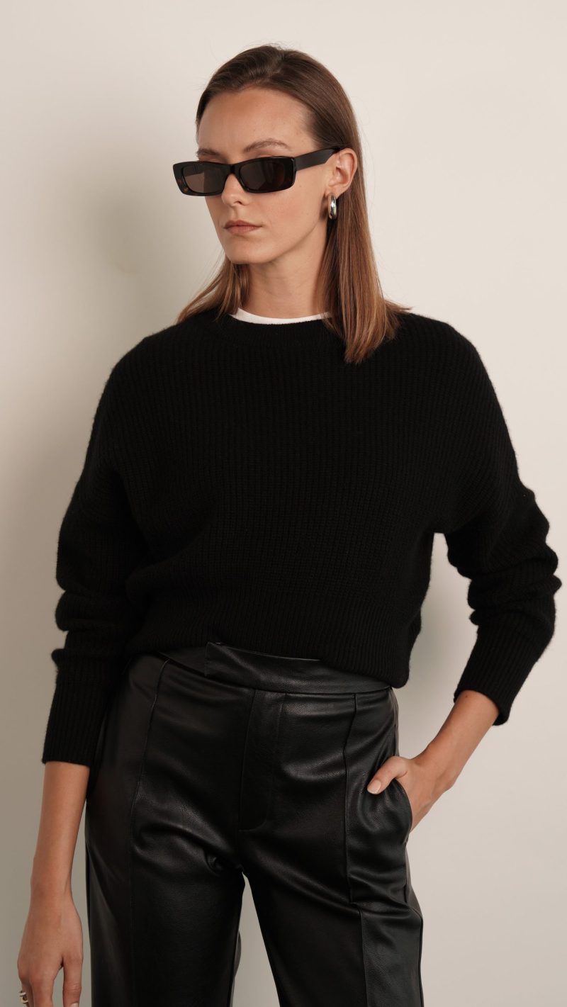 Cashmere Crewneck Pullover - Black - Image 2