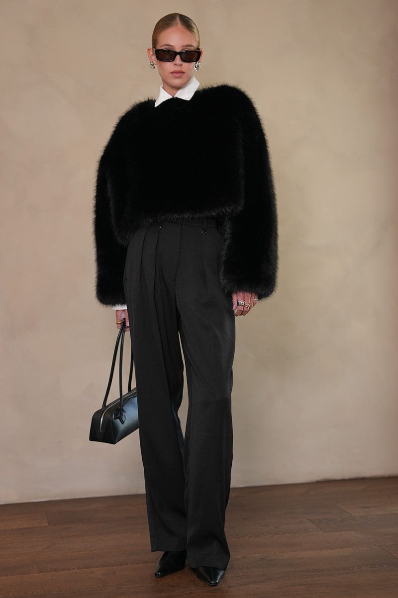 Lucienne Faux Fur Sweater - Black - Image 4