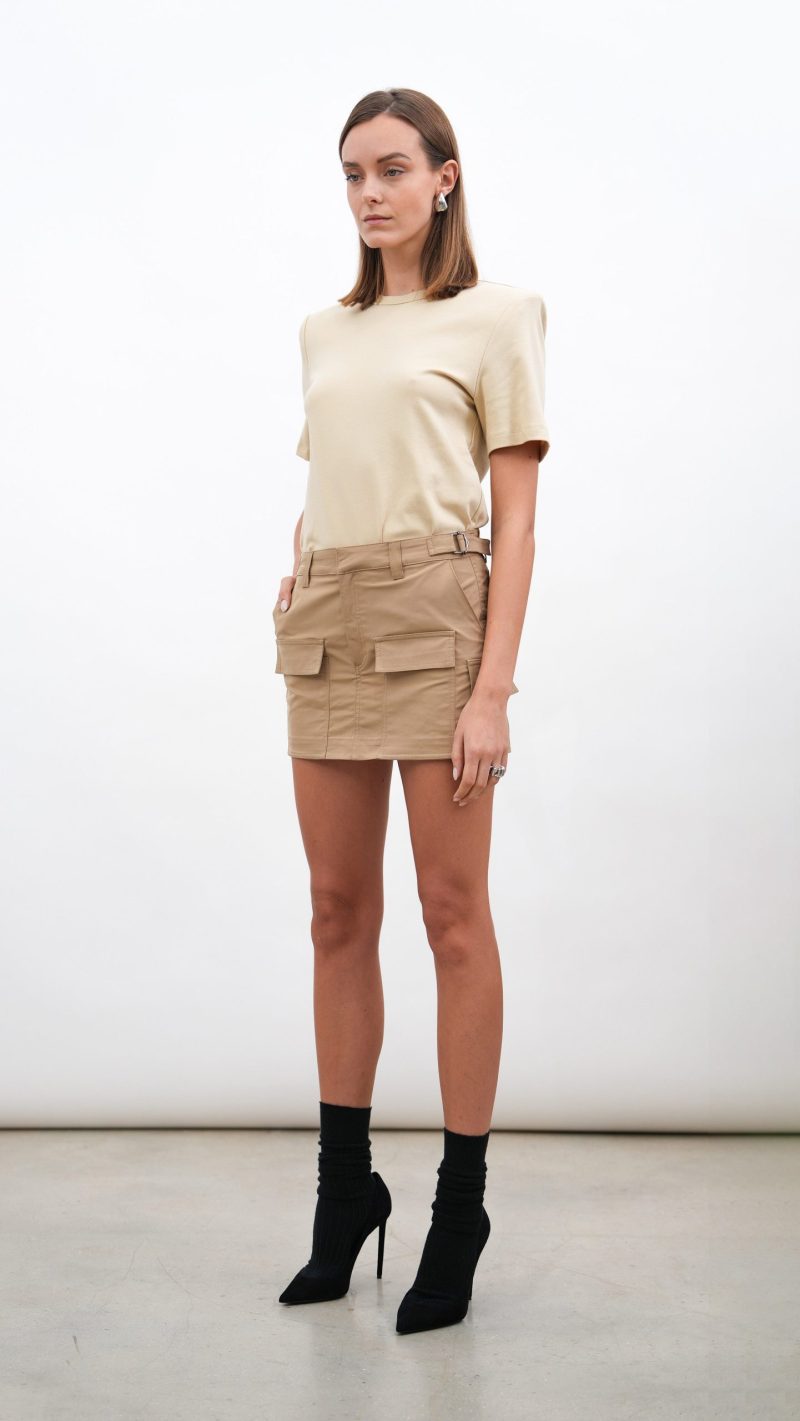 Shoulder Pad Tee - Camel - Image 2
