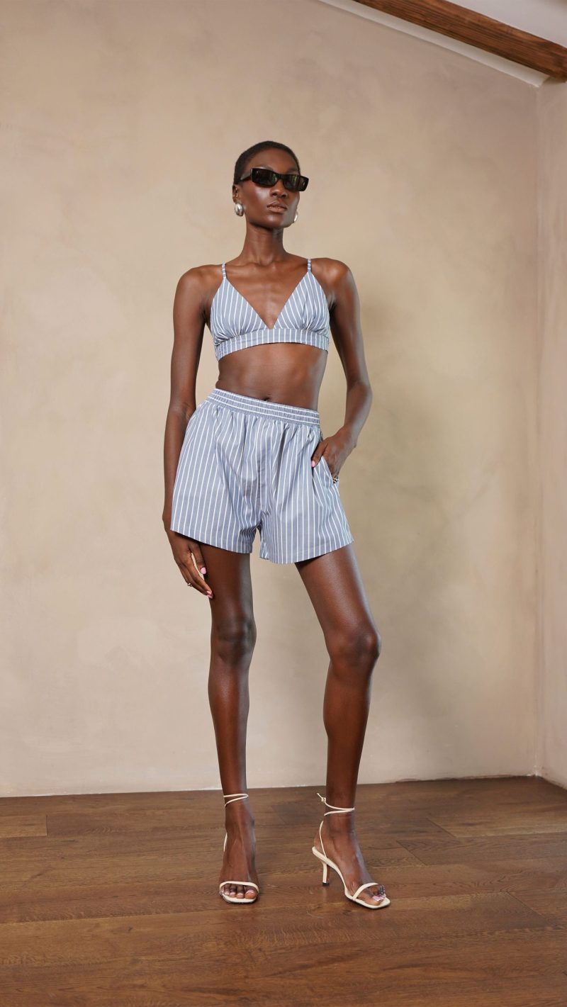 Bria Bralette- Blue/White