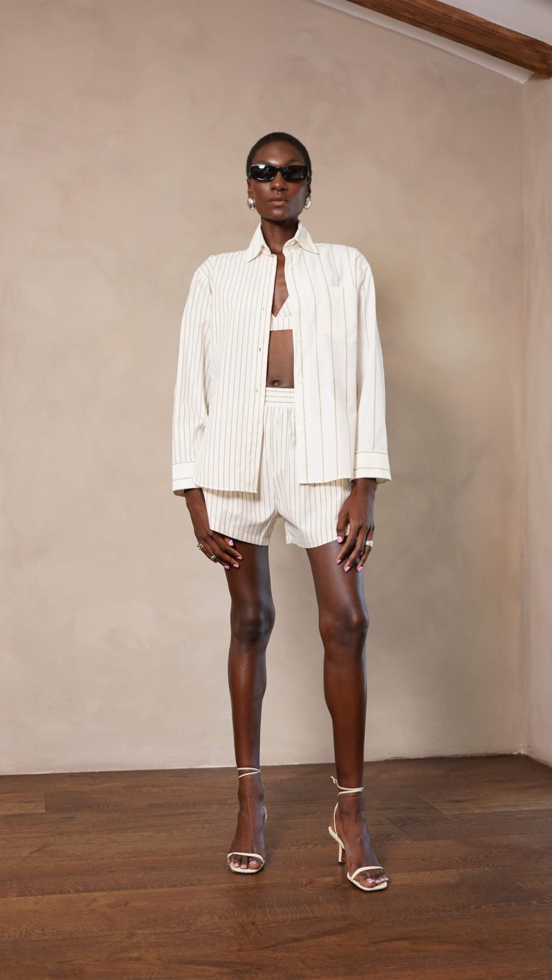 Nina Shirt - Ivory/Camel - Image 2