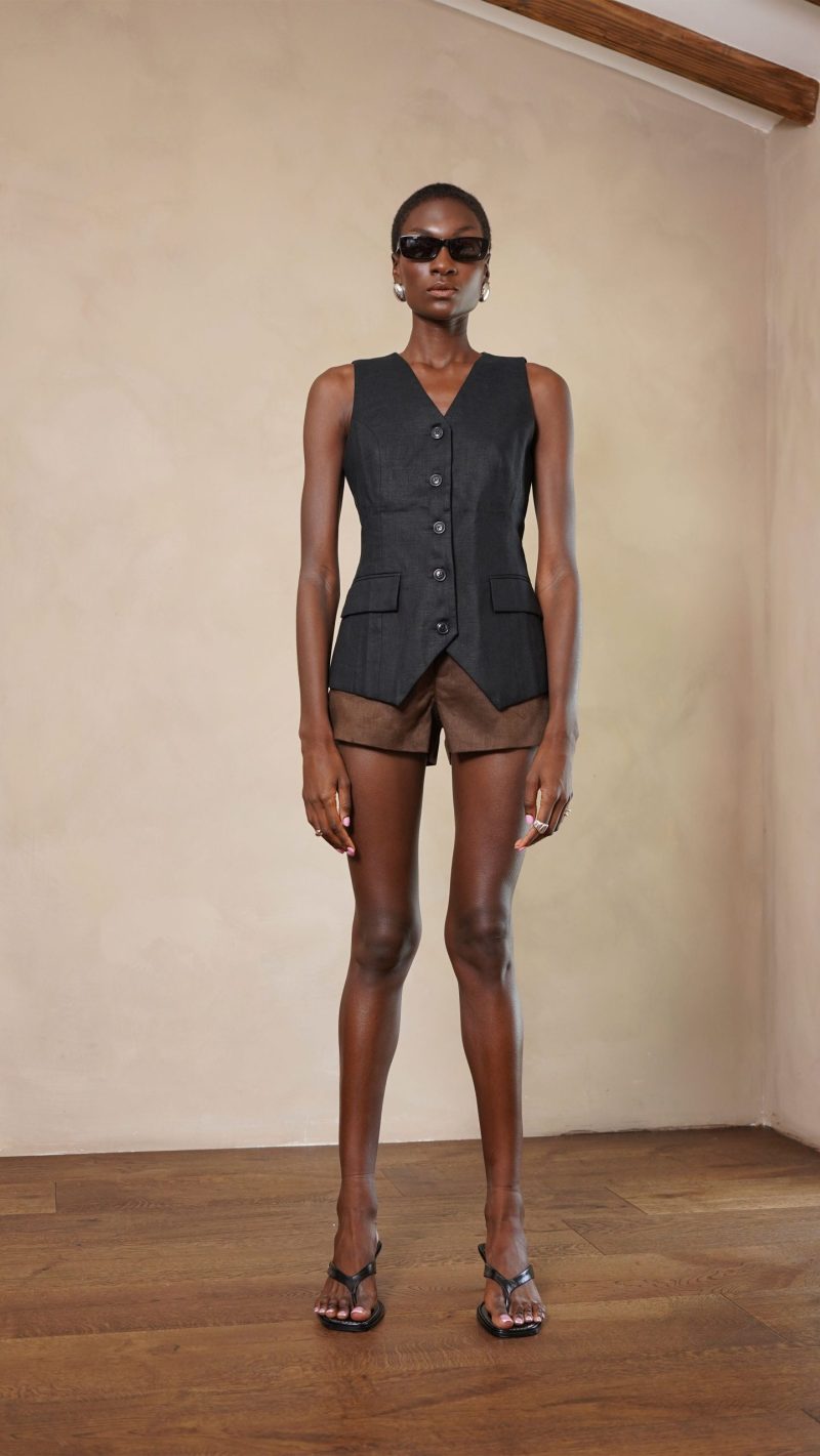 Cami Linen Shorts - Chocolate