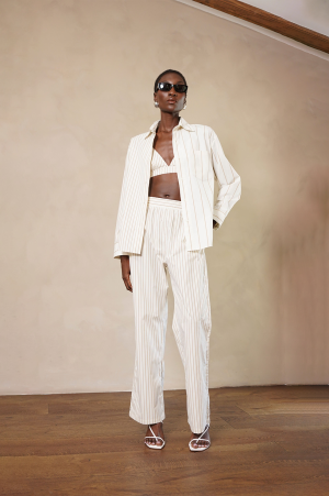 Nina Shirt - Ivory/Camel